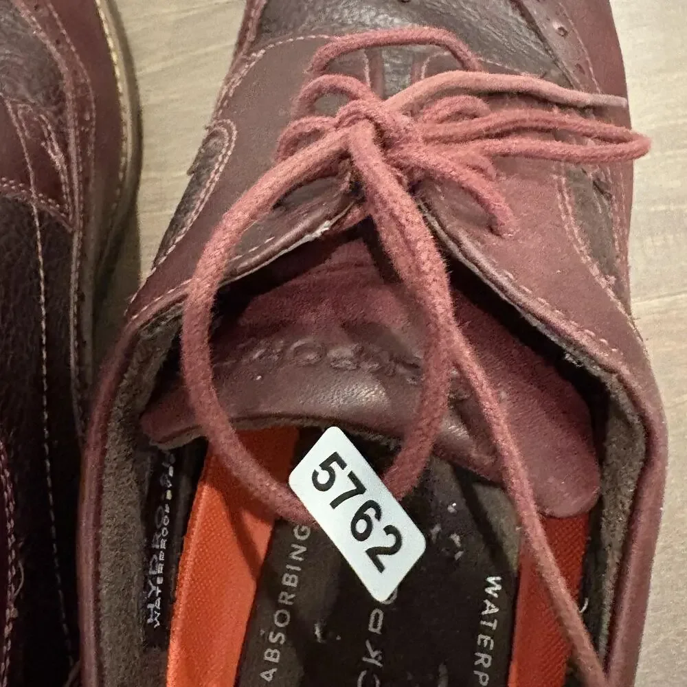 Rockport Shoes Mens Size‎ 9.5 Burgundy Waterproof Slip Resistant Leather Wingtip